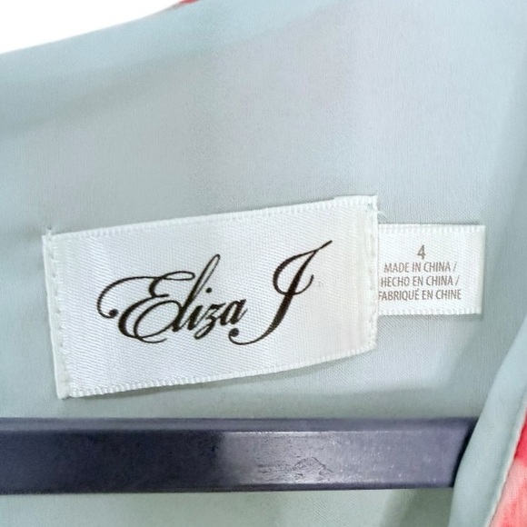 Eliza J Floral Chiffon Maxi Dress Blue Pink Wrap Style Flutter Sleeve Size 4 NWT - Picture 9 of 9